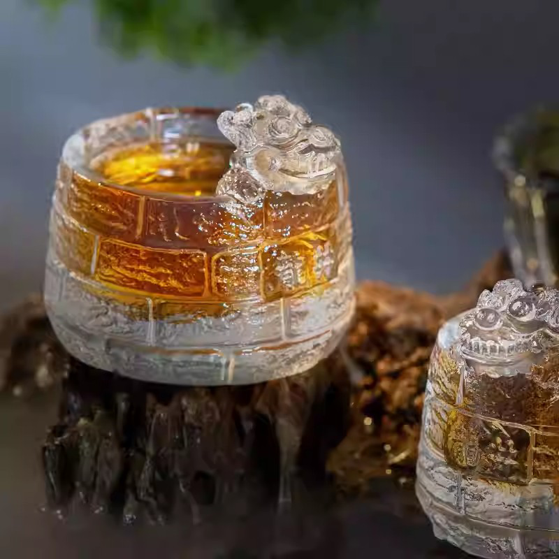 Longjing Cup Hand-Carved Glass Tea Tasting Cup